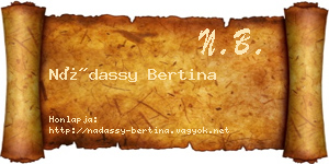 Nádassy Bertina névjegykártya
